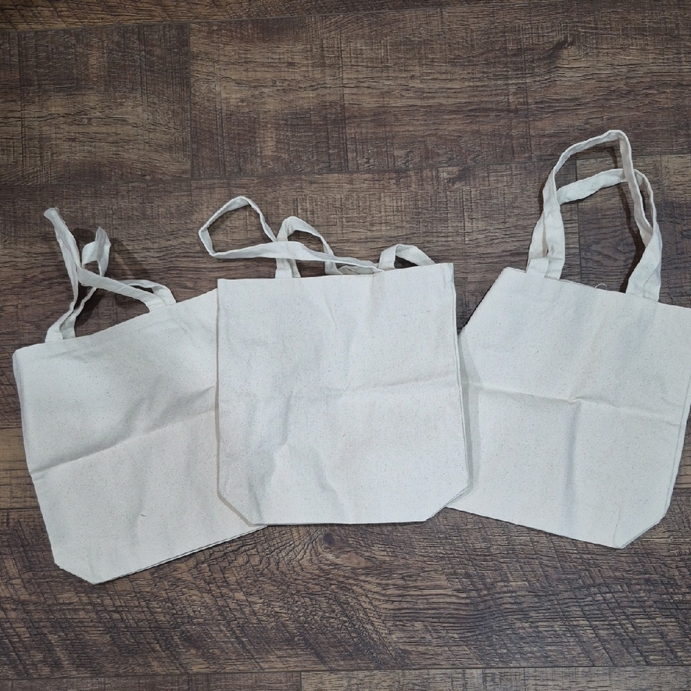 Six Canvas Tote Bag - Natural Cotton For Arts Crafts Painting Reuseable Shop
